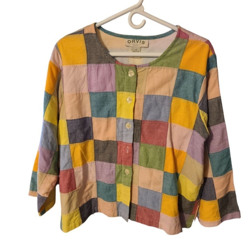 Orvis Multicolor Patchwork Women's Top - Picture 2 of 5